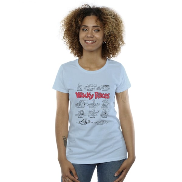 Wacky Races Dam/Dam Car Lineup Bomull T-shirt XXL Baby Blå Baby Blue XXL
