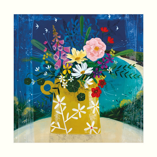 Julia Crossland Sommarbukett Tryck 40cm x 40cm Flerfärgad Multicoloured 40cm x 40cm