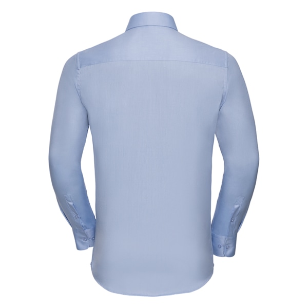 Russell Collection Herrmönstrad långärmad skjorta 15 tum ljusblå Light Blue 15in