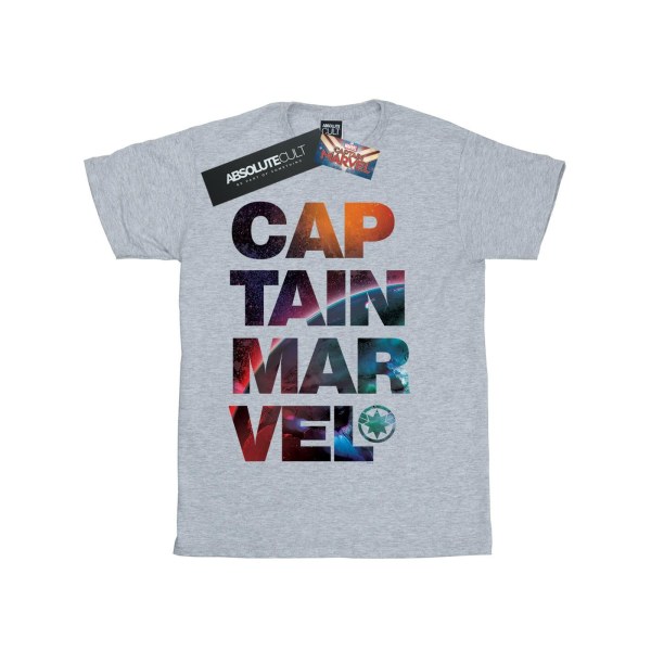 Marvel Girls Captain Marvel Space Text T-shirt bomull 9-11 år Sports Grey 9-11 Years
