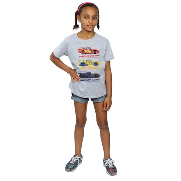 Cars Girls Racer Profile Bomull T-shirt 9-11 år Sports Grey Sports Grey 9-11 Years