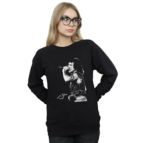 Bon Scott Dam/Kvinnor Signerad Foto Sweatshirt XXL Svart Black XXL