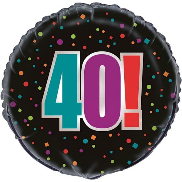 Unique Party Cheer 40-årsdag Folieballong En Storlek Svart Black One Size