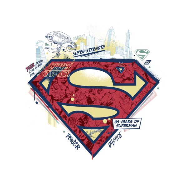 Superman Unisex tröja för vuxna 85-årsjubileum XXL svart Black XXL