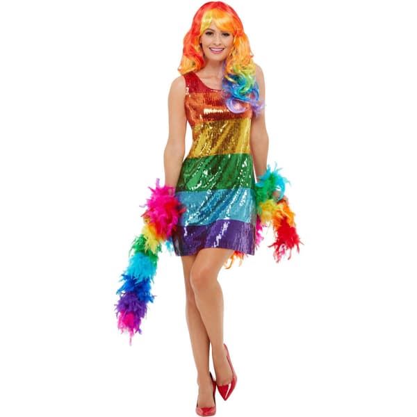 Smiffys Dam/Dam Rainbow Glitter Kostymklänning S Multicolo Multicoloured S