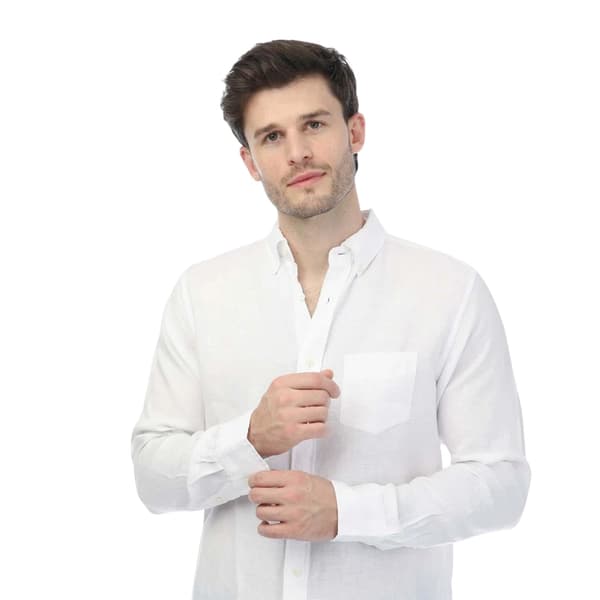 Gant Herr Linne Regular Långärmad Skjorta 4XL Vit White 4XL