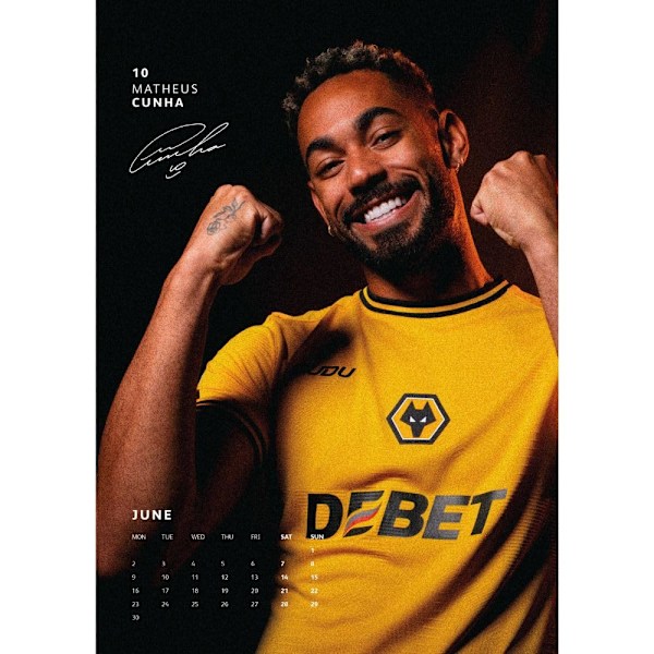 Wolverhampton Wanderers FC 2025 A3 Väggkalender One Size Svart Black/Yellow One Size