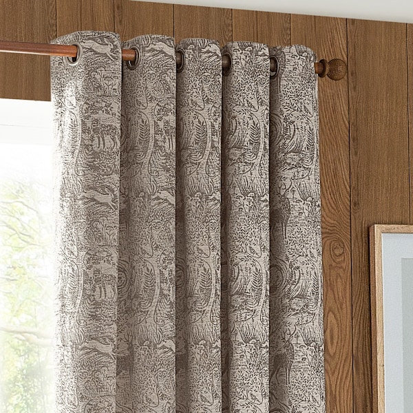 Furn Winter Woods Chenille Djur Öglett Gardiner 168cm x 183cm Taupe 168cm x 183cm