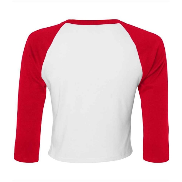 Bella + Canvas Dam/Damer Raglan 3/4 Ärm Klippt T-Shirt S W White/Red S