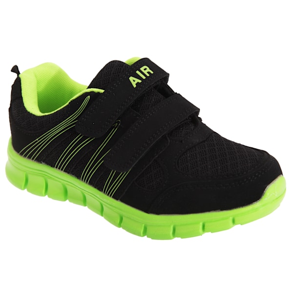 Dek Barn/Barn Air Sprint Kardborreband Lätt Jogge Black/Lime 9 UK Child