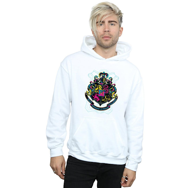 Harry Potter Neon Hogwarts Crest Hoodie L Vit White L