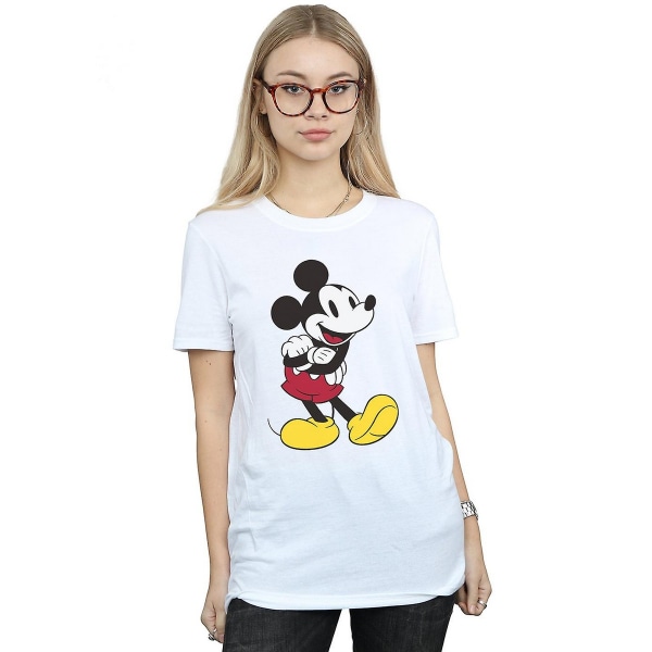 Disney Womens/Ladies Classic Mickey Mouse Bomull Boyfriend T-Sh White L