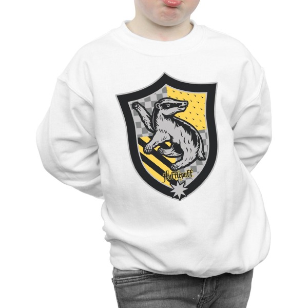 Harry Potter Boys Hufflepuff Crest Flat Sweatshirt 7-8 år Wh White 7-8 Years