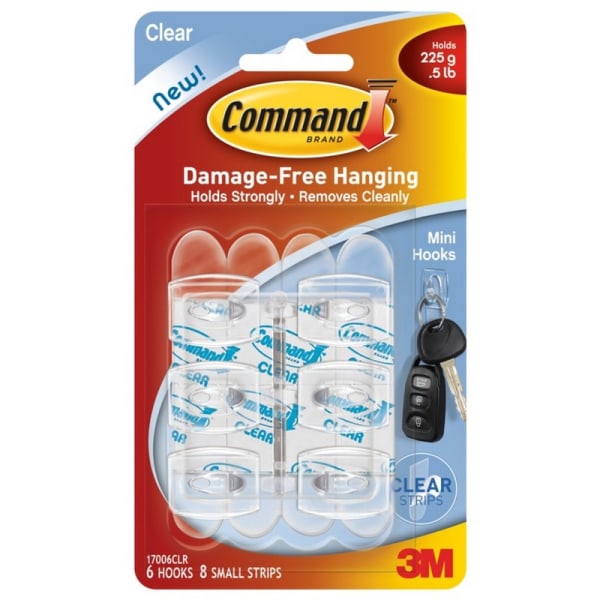 Command Mini krokar (paket med 6) One Size Clear Clear One Size