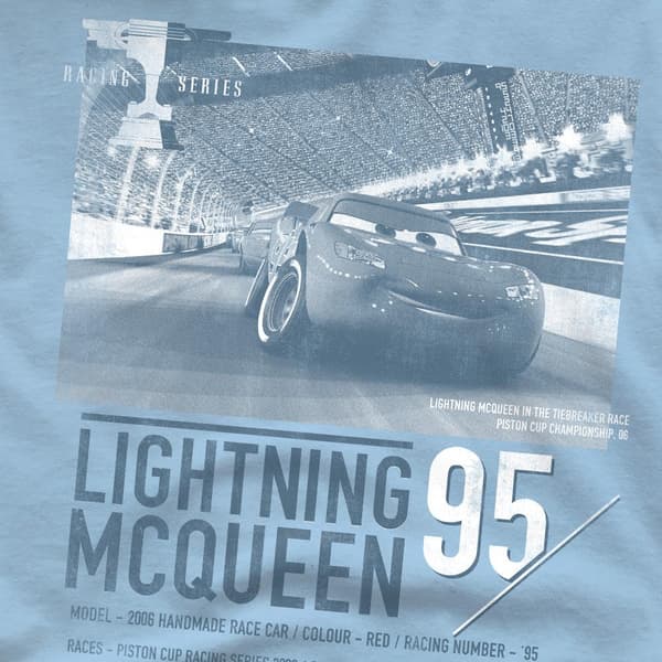 Bilar Herr Racing Series Lightning McQueen T-Shirt L Ljusblå Light Blue L