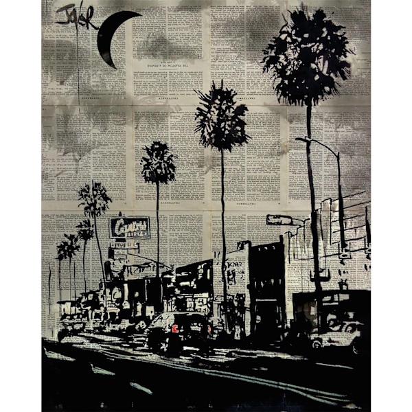 Loui Jover The Palms Canvas Print 80cm x 60cm Svart/Vit Black/White 80cm x 60cm