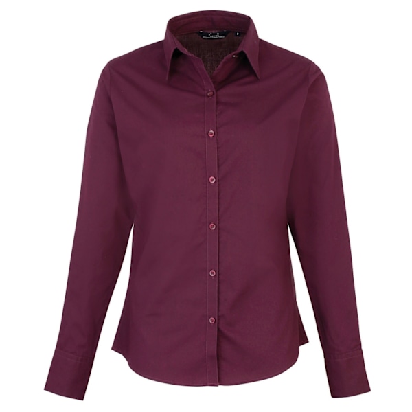 Premier Dam/Dam Poplin Långärmad Blus 18 Aubergine Aubergine 18