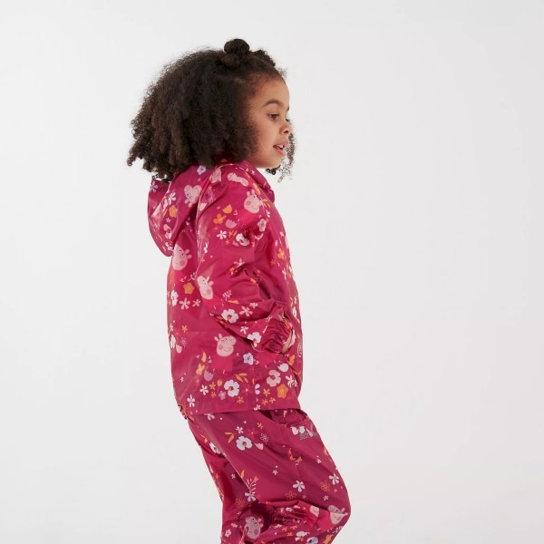 Regatta Childrens/Kids Floral Greta Gris Packaway Waterproof Jac Berry Pink/Autumn 18-24 Months
