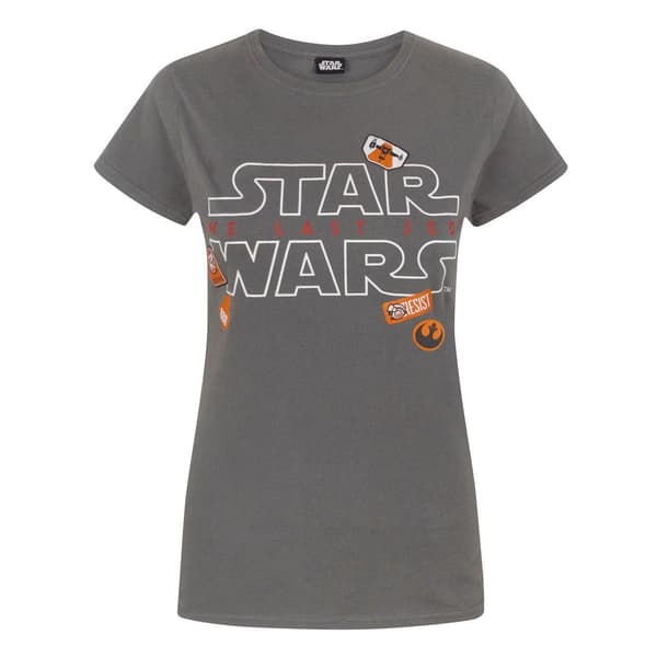 Star Wars Dam/Damer The Last Jedi Badges T-shirt Medium Cha Charcoal Medium