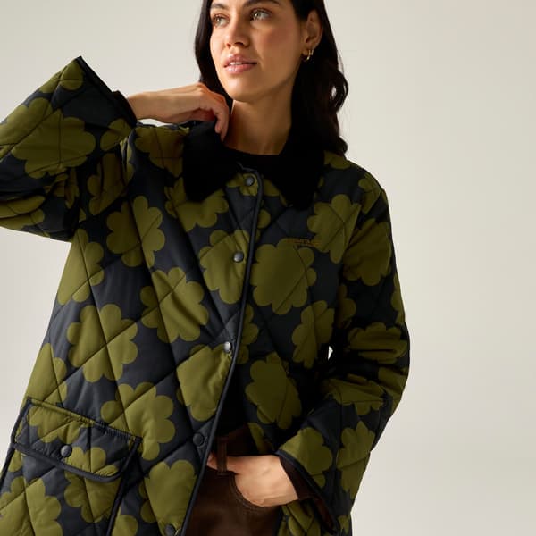 Regatta Dam Sun Daisy Quilted Mellanlång Jacka 16 UK Olive 16 UK
