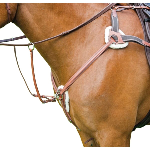 Avignon 5 Point Leather Horse Breastplate Full Oak Brown Oak Brown Full