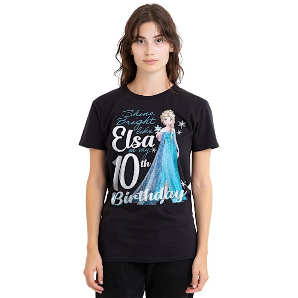Frozen Unisex Vuxen Bright Like Elsa 10-årsdag T-Shirt S Blå Black S