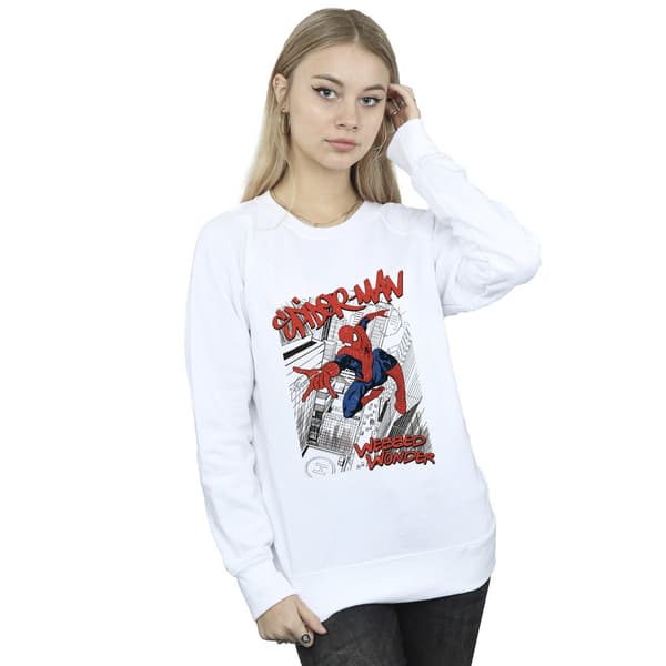 Marvel Dam/Kvinnor Spider-Man Sketch City Sweatshirt M Vit White M