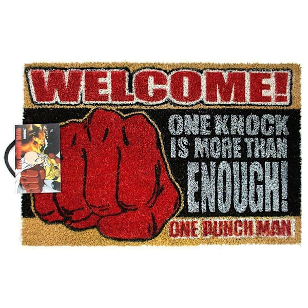 One Punch Man En Knock Är Mer Än Tillräckligt! Välkommen Saitama Dörrmatta Red/Black One Size