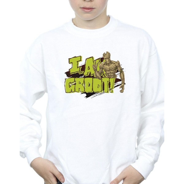 Guardians Of The Galaxy Boys I Am Groot Sweatshirt 7-8 År Vit White 7-8 Years