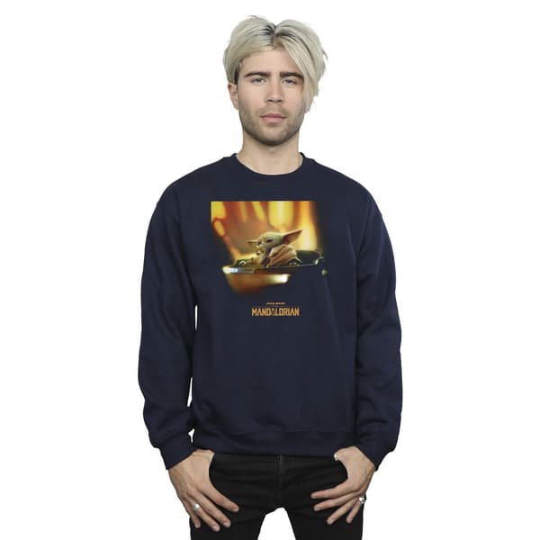 Star Wars Herr The Mandalorian Grogu Målad Sweatshirt S Marinblå Navy Blue S