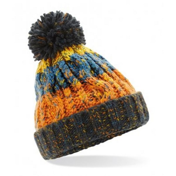 Beechfield Junior Corkscrew Pom Pom Beanie One Size Retro Blues Retro Blues One Size