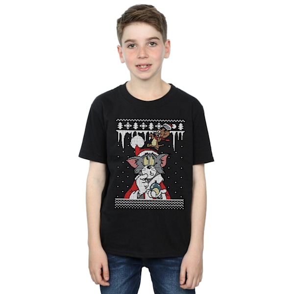 Tom och Jerry Pojkar Jul Fair Isle T-shirt 5-6 år Svart Black 5-6 Years