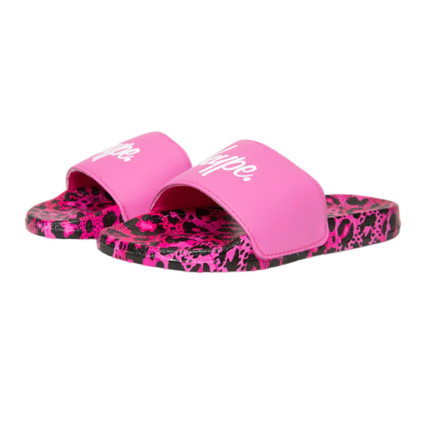 Hype Girls Leopard Script Sliders 11 UK Barn Rosa Pink 11 UK Child