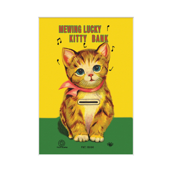 Pyramid International Mewing Lucky Kitty Bank Print 40cm x 30cm Yellow/Green 40cm x 30cm