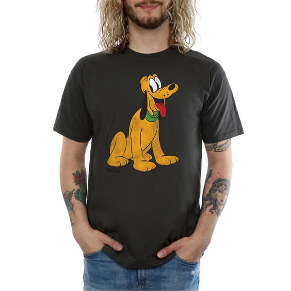 Disney Herr Klassisk Pluto T-shirt i bomull M Ljus Grafit Light Graphite M