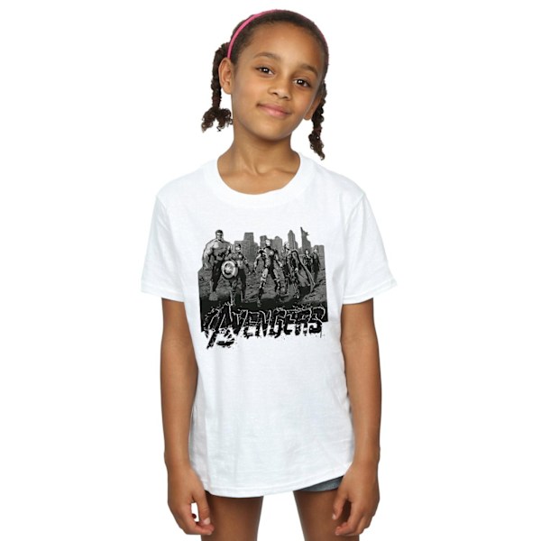 Marvel Girls Avengers Mono Team Art Bomull T-shirt 12-13 år White 12-13 Years