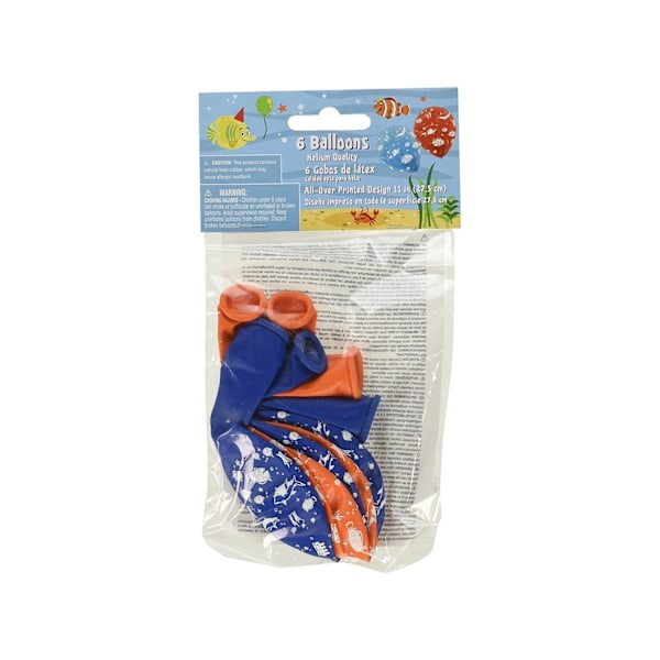Amscan Ocean Buddies Latexballonger (6-pack) One Size Blå/Orange Blue/Orange One Size