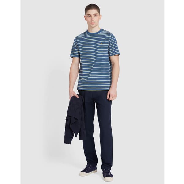 Farah Herr Oakland Randig T-shirt M Blå Blue M