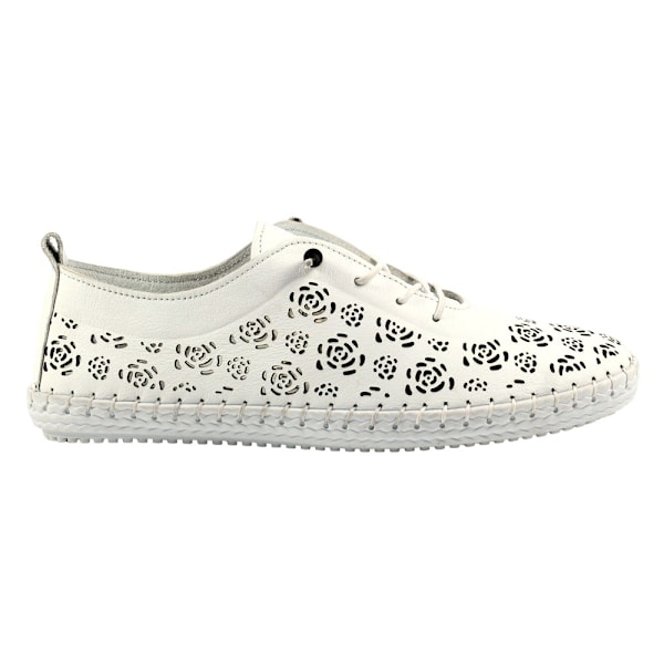 Lunar Dam/Dam Bamburgh Läder Plimsolls 6 UK Vit White 6 UK