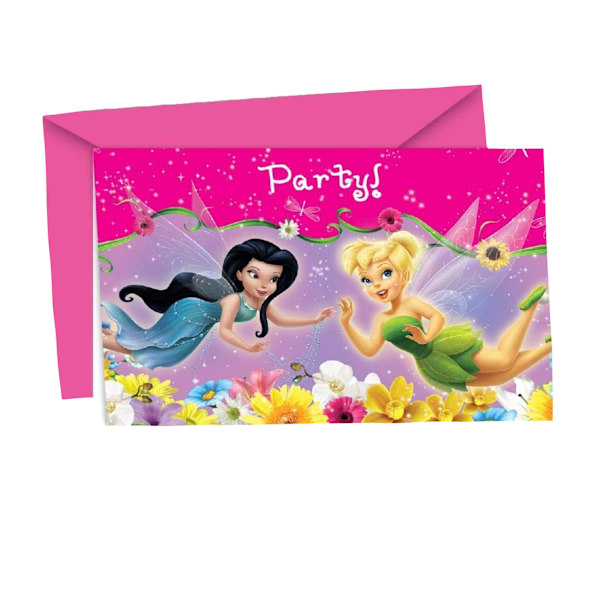 Disney Fairies Vår Inbjudningar (Paket med 6) En Storlek Flerfärgad Multicoloured One Size