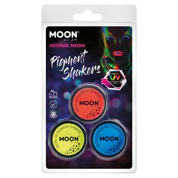 Moon Glow Pigment Shakers UV Neon Glitter (3-pack) One Size Red/Yellow/Blue One Size
