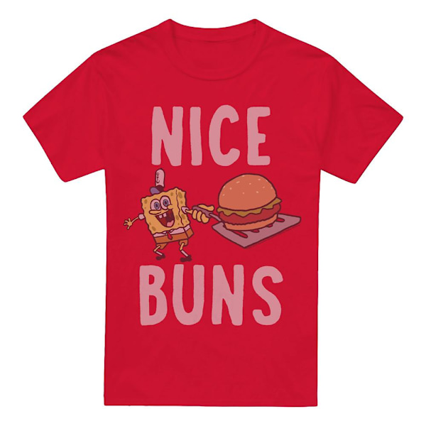 SvampBob Fyrkant Herr Nice Buns T-Shirt XL Röd Red XL