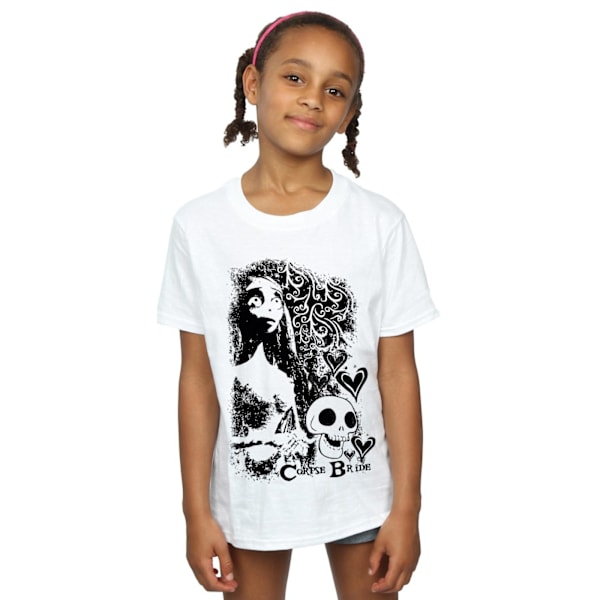 Corpse Bride Girls Skull Logo Bomull T-shirt 12-13 År Vit White 12-13 Years