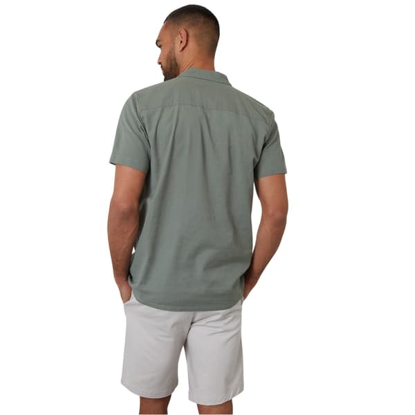 Threadbare Herrbroderad kortärmad skjorta M Salvia Sage M