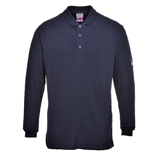Portwest Herr Flame Resistant Anti-Static Långärmad Polotröja Navy L