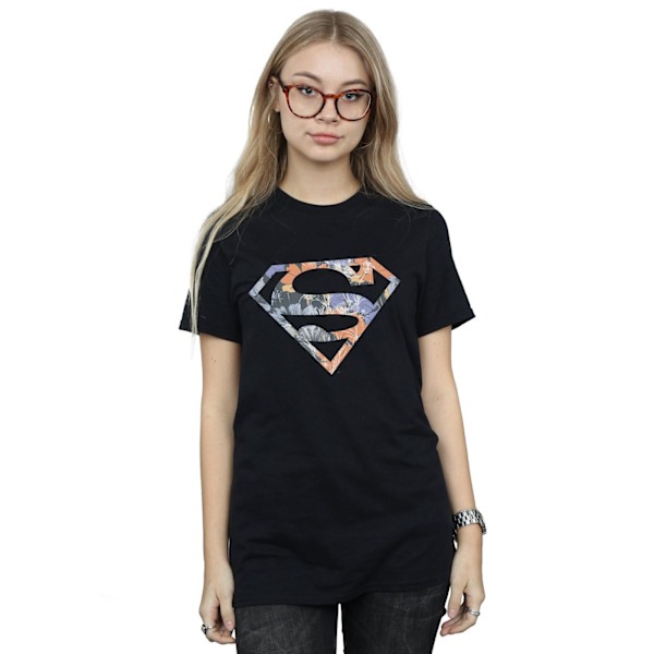 DC Comics Dam/Kvinnor Superman Blommig Logotyp 2 Bomull Pojkvän Black 3XL