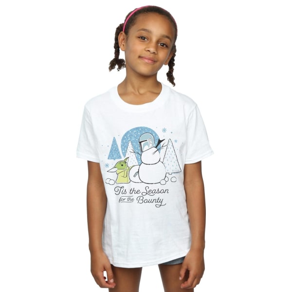 Star Wars Girls The Mandalorian Tis The Season T-shirt i bomull 7 White 7-8 Years