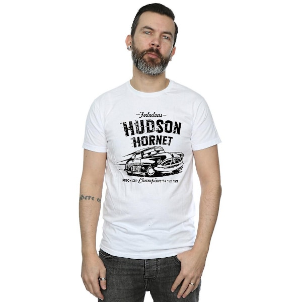 Cars Herr Hudson Hornet Bomull T-shirt S Vit White S