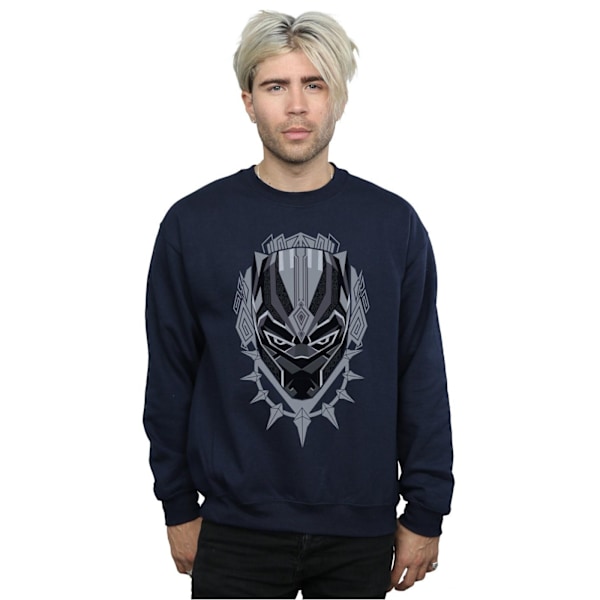 Marvel Herr Svart Panther Huvud Sweatshirt L Marinblå Navy Blue L