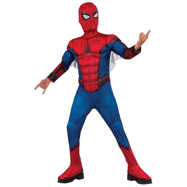 Spider-Man Deluxe Kostym för Barn, Röd/Blå, Storlek S Red/Blue S